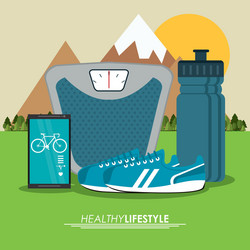 Weight smartphone shoes icon healthy lifestyle vector