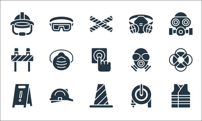 flat rescue and protective line icons linear set vector image
