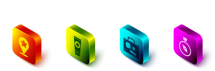 set isometric map pointer with star sunscreen vector image