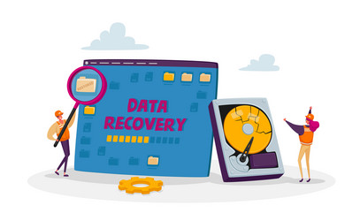 data recovery service concept tiny male vector