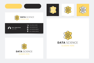 Data science logo design with editable slogan vector