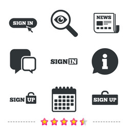 sign in icons login with arrow hand pointer vector image