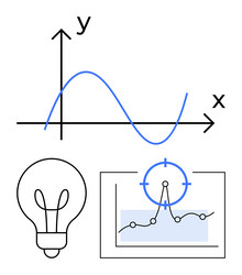 data analysis with graph lightbulb for ideas vector image
