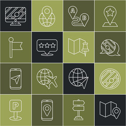 set line folded map with location marker vector image