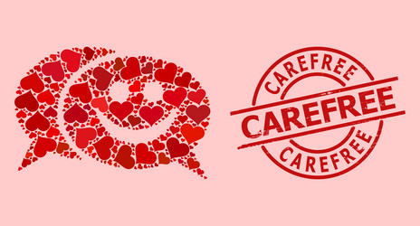 textured carefree badge and red valentine happy Vector Image
