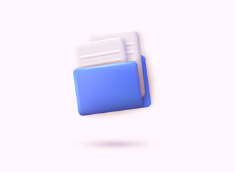 3d document folder for management multimedia file vector image
