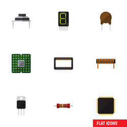 flat icon appliance set of cpu display triode vector image
