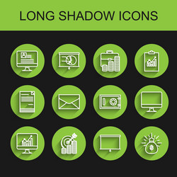 set line computer monitor with graph chart target vector image