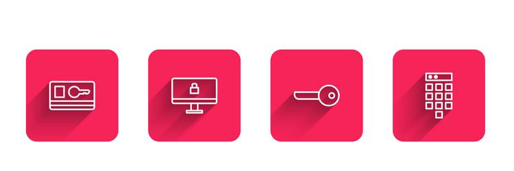 set line key card lock on computer monitor vector image