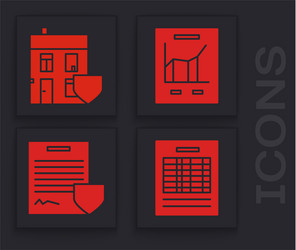 set report file document house with shield vector image