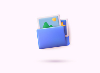 3d document folder for management multimedia file vector image