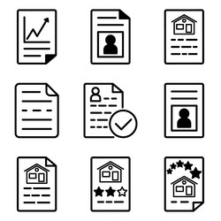 docs1-2 flat icon set isolated on white background vector image