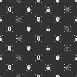 set fingerprint with lock face recognition vector image