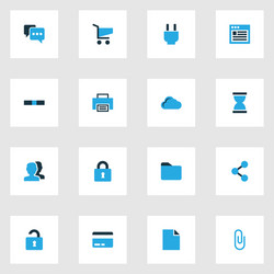 interface icons colored set with comment folder vector image