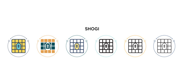 Shogi icon in filled thin line outline and stroke vector