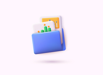 3d document folder for management multimedia file vector image
