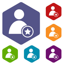 favorite user icon hexagon set vector image