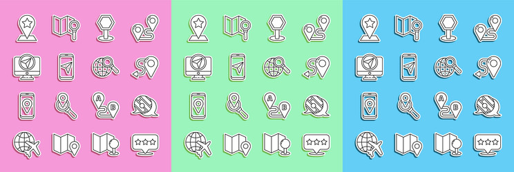 set line map pointer with star infographic vector image