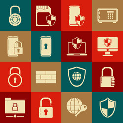 set shield safe combination lock computer vector image