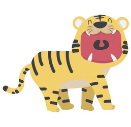 cute tiger open mouth cartoon vector