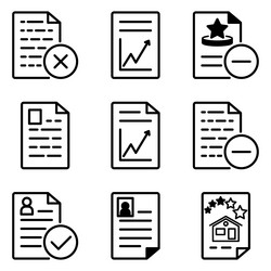 docs1-2 flat icon set isolated on white background vector image