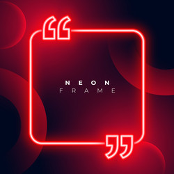 glowing red neon frame with quotation mark design vector image