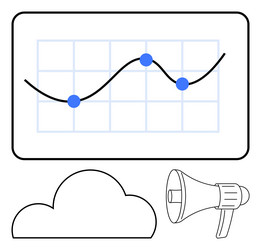 graph with data points cloud shape and megaphone vector image