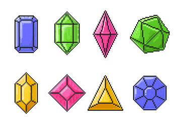 pixel gems icons game elements games ui vector image