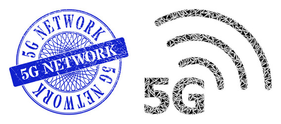 Rubber 5g network seal and triangle internet vector