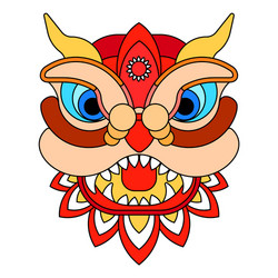 chinese new year lion dance head flat vector