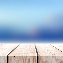 Fall blurred background with wooden table for your vector