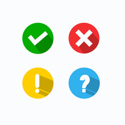 green check red cross blue question mark yellow vector