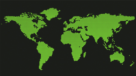 halftone circle pattern world map background vector image