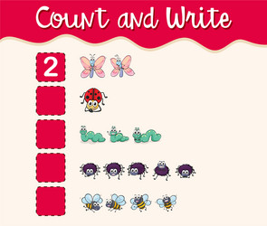 math worksheet template with count and write vector image