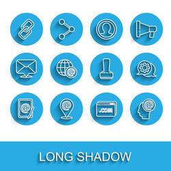 set line mail and e-mail location chain link vector image