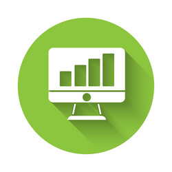 white computer monitor with graph chart icon vector image