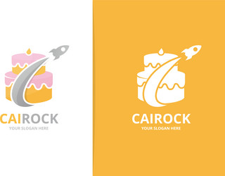 Cake and rocket logo combination pie vector