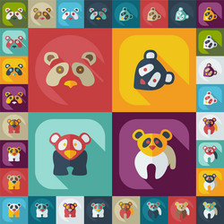 flat concept set modern design with shadow pandas vector image