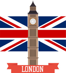 london concept big ben flat design with england vector