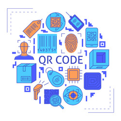 qr code icon set in flat and line style vector image