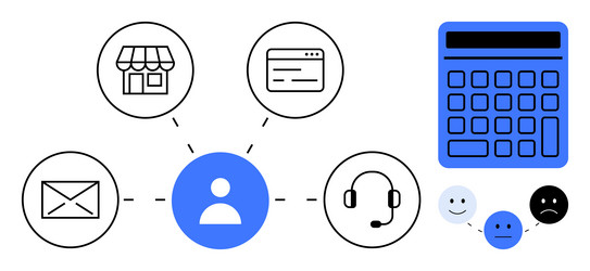 centralized user interaction featuring store vector image