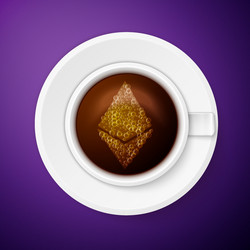 cup of coffee with ethereum symbol vector