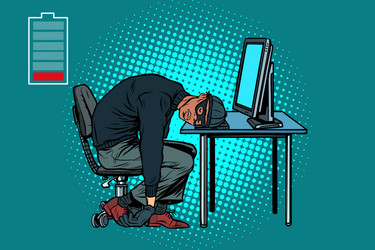 Sleeping african hacker at the computer vector