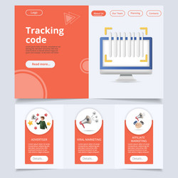 tracking code flat landing page website template vector image