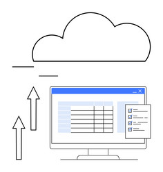 cloud data upload with checklist and desktop vector image
