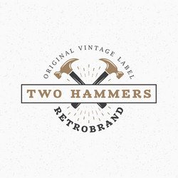 Crossed hammers vintage retro design elements vector