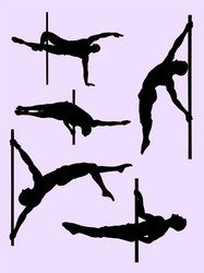 Pole Dance Silhouette - Male Athlete Vector Image