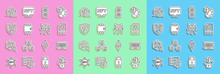 set line nft digital crypto art binary code vector image