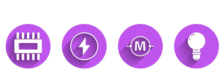 set processor with microcircuits cpu lightning vector image