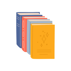 encyclopedia or library textbooks standing in row vector